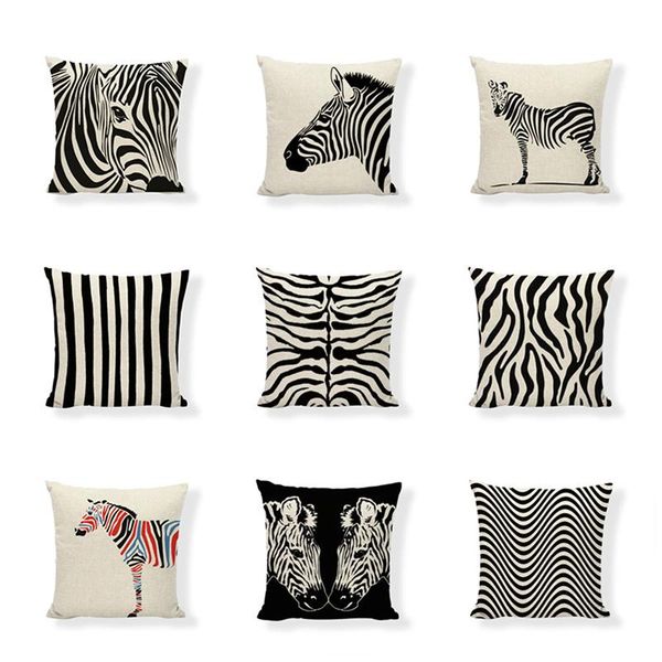 

cushion/decorative pillow modern watercolor zebra lines cushion covers home decor kids room living sofa seat office square linen cotton case