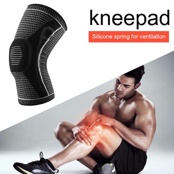 

sports compression knee pad 1pc outdoor breathable knitted knee protective gear for easy safety exercise accessories, Black;gray