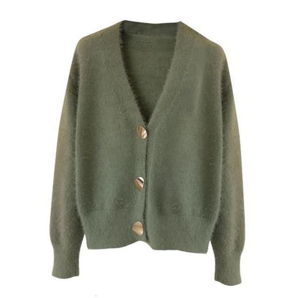 

2021 new autumn golden shiny button single breasted woolen women cardigans sweater casual female warm elegant f9k5, White;black