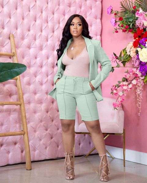 

women's tracksuits rmsfe 2021 spring and autumn women fashion leisure solid color suit collar large lapel lacing shorts two piece set, Gray