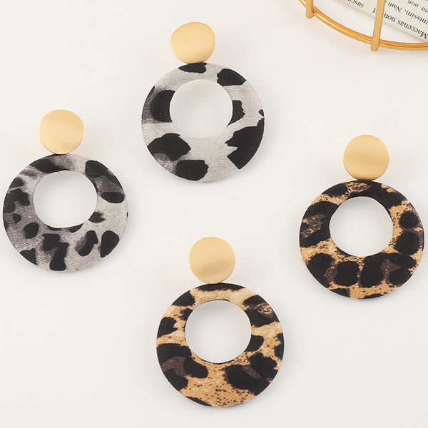 

fashion jewelry bohemian style geometric round women's atmosphere creative leopard earrings, Silver