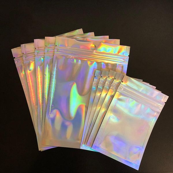 

storage bags 100pcs laser plain aluminum thick clear lock heavy duty transparent plastic package self sealing bag reclosable