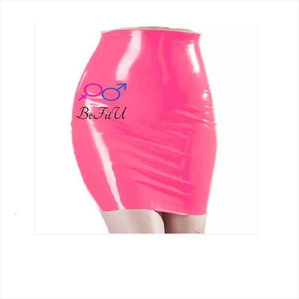 

latex mini party womens skirt rose pink and black seamless hip hole slits