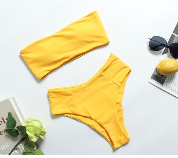 

split bikini2020 solid bikini color bra two piece swimsuit, White;black