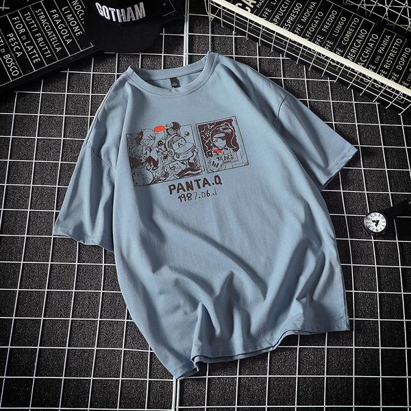 

2021 new summer casual short t shirt men o neck cotton novelty cartoon pritn streetwear fashion short sleeve t shirt men women, White;black