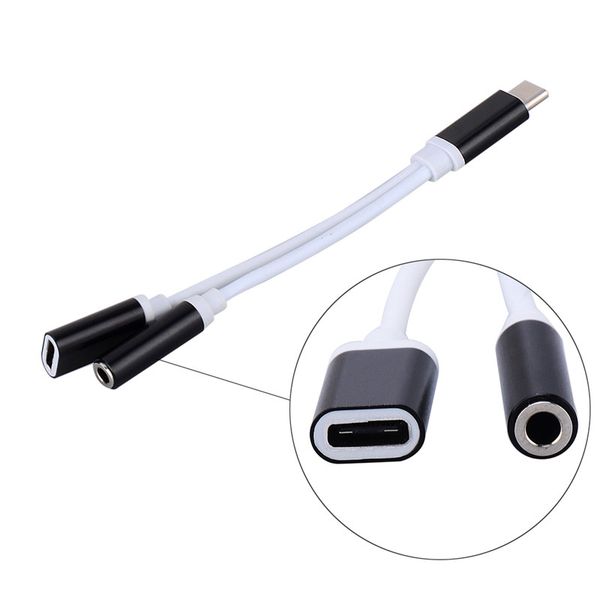 

2 in 1 charger and audio type-c earphone headphone usb-c jack adapter connector cable to 3.5mm aux headset for smartphone iphone s8 s10 huaw