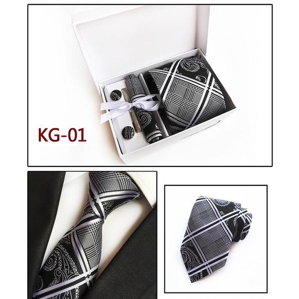 

2019 new tie set gift box packing ties pocket square hanky set for men 8cm mans necktie cufflinks clip set weddi jllyfz, Blue;purple