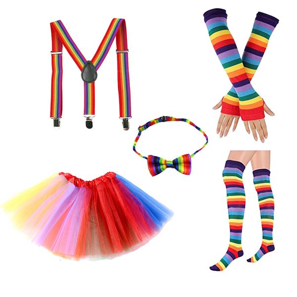 

2021 girls new performance clothes riaow mesh skirt srtap suits bow tie gloves socks bracelet fashion party stage sets 6pp9, White