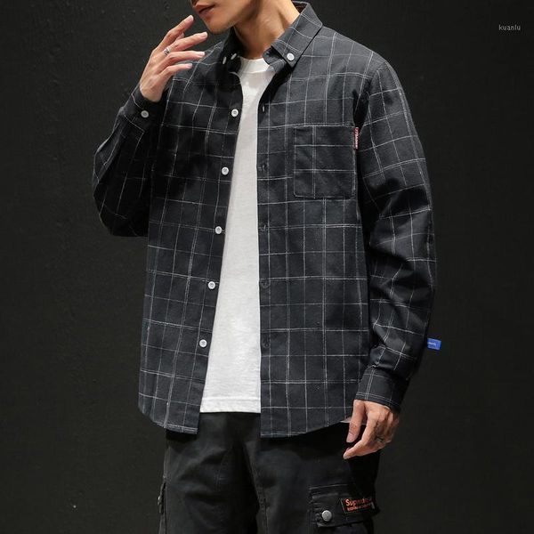 

shirt mens slim fit long sleeve dress shirts men casual shirt male social -5xl 2019 autumn casual plus size plaid a051, White;black