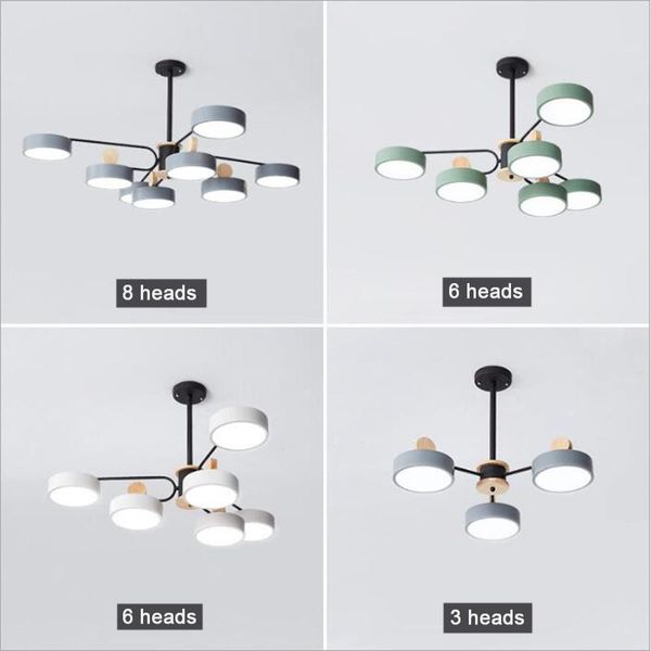 

pendant lamps modern nordic lights 3 6 8-heads macaron home study restaurant dining/living room decoration hanging fixed luminaire