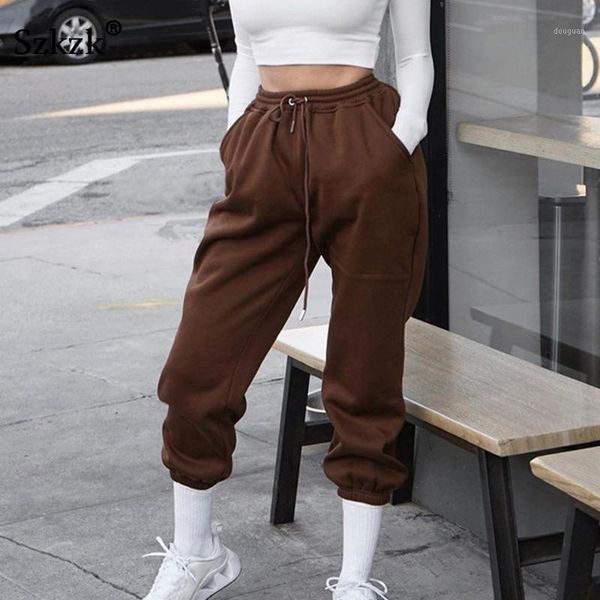 

women's pants & capris szkzk black white high waist sweatpants women trousers with pockets summer streetwear casual loose womens jogger