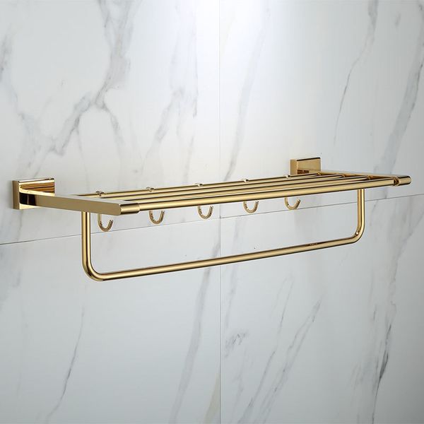 

2021 new accessories rack corner shelf paper hook toilet brush holder towel rail gold bathroom hardware set ffap