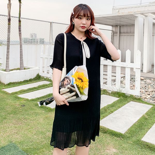 

plus-size women's summer a new fashion drape dress 2359 p2it, Black;gray