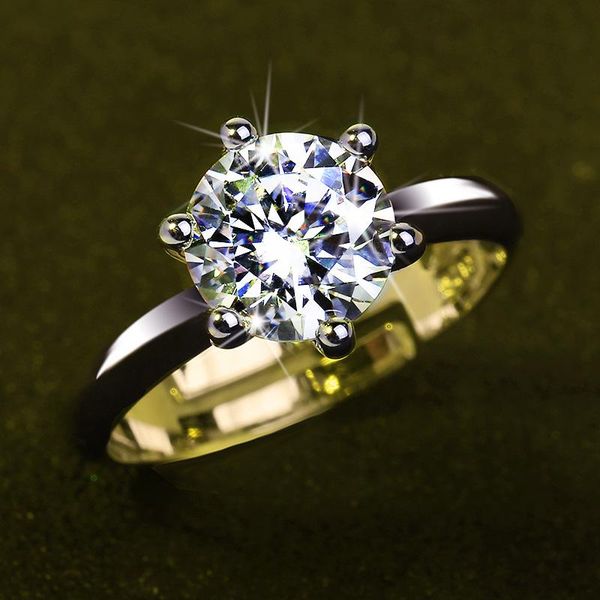 

wedding rings solitaire 24k gold filled ring 925 sterling silver bijou cz stone party band for women fashion jewelry gift, Slivery;golden