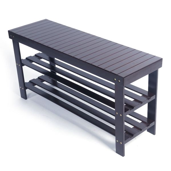 

90 cm long bench home shoe change stool porch shoe storage rack coffee color shoe rack