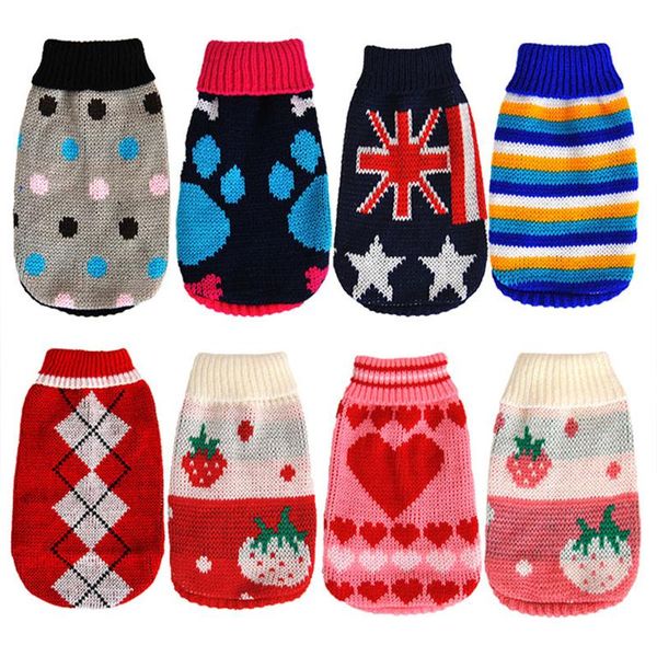 

dog apparel xxs-xl winter clothes knitted pet for small dogs chihuahua puppy cat sweater clothing ropa perro