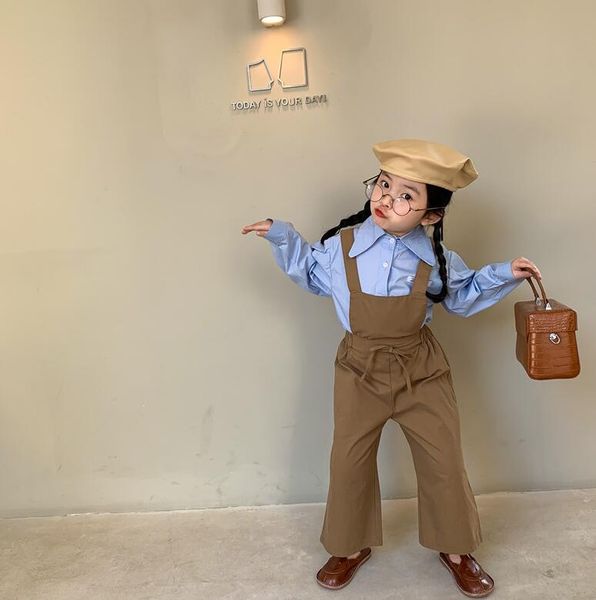 

2021 new stlye girls boys overalls spring cotton fashion kids pants 2-7t qm64, Blue