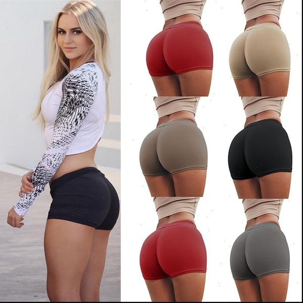 

womens shorts summer new seamless elastic high waist breathable sport fitness shorts female solid color slim tight shorts s 2xl, White;black