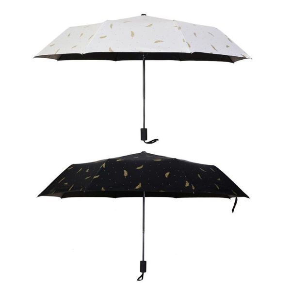 

umbrellas golden feather outdoor sunshade black rubber sunscreen fashion umbrella simple dual-use rain wind resistant parasol