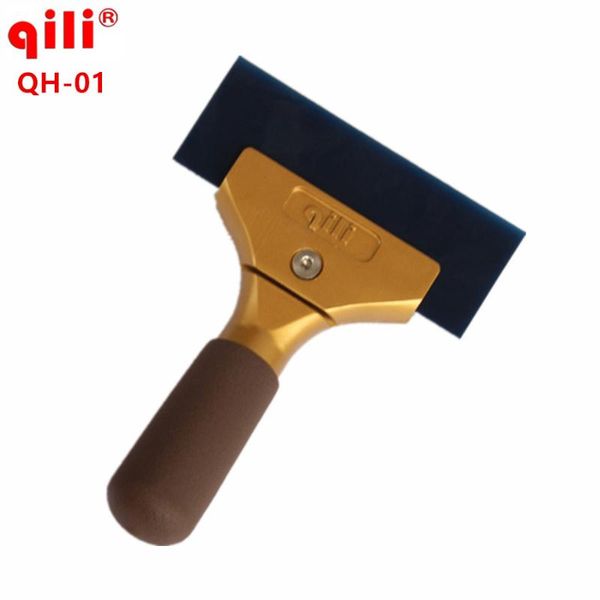 

car sponge qili qh-01 gold/black color aluminum handle scraper rubber strip with blue max blades imported pro power squeegee