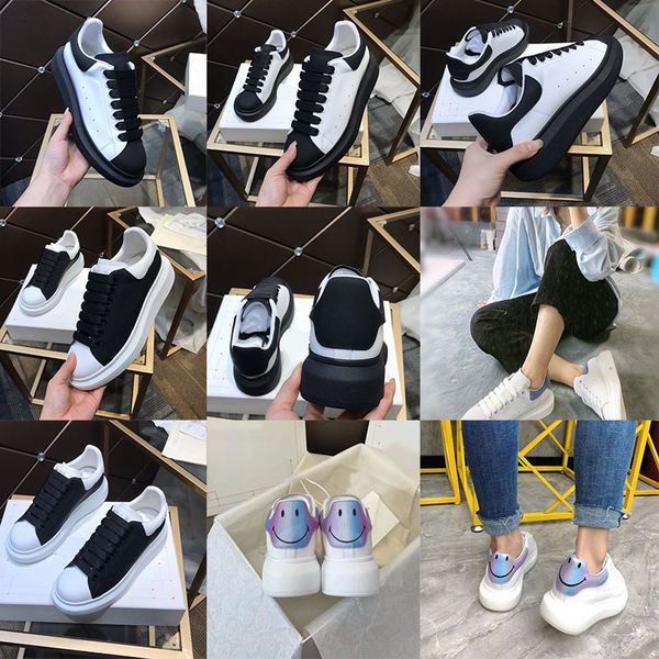 

designer men's and women's casual shoes black white leather bottom thick bottom platform super large flat sneakers with luggage 36