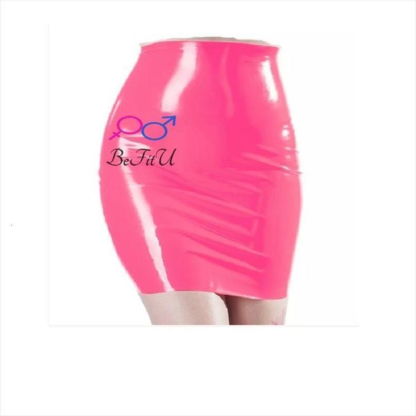 

latex mini party rose women skirts pink and black seamless hip hole slits