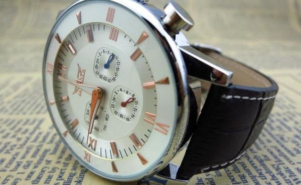 Orologio da uomo di moda JARAGAR meccanico da immersione con data da uomo OROLOGIO da polso Orologio da polso casual Orologio da polso quadrante bianco JR30