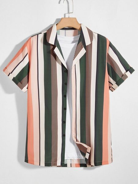 

men multi-striped button up shirt v5vg#, White;black