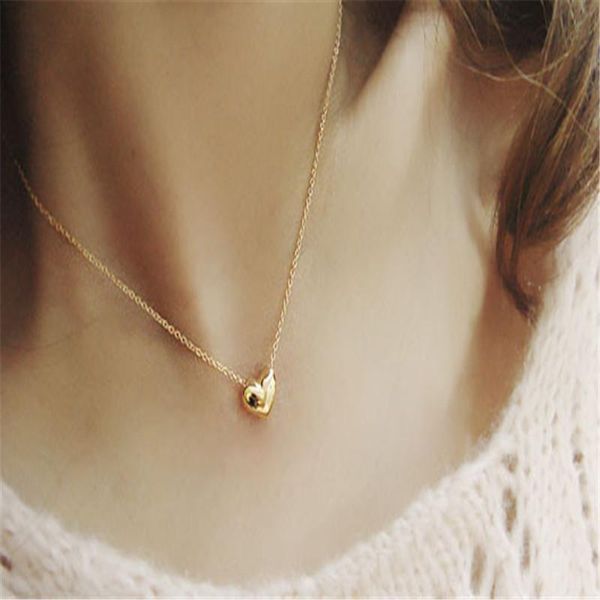 

chokers arrivals golden color silver love heart necklaces for women wedding jewelry statement, Golden;silver