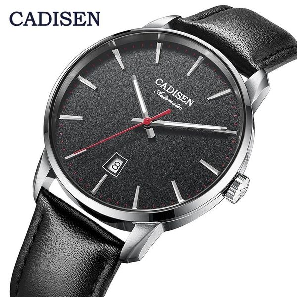 

wristwatches cadisen design men's mechanical watches sapphire mirror nh35a automatic wristwatch waterproof leather men clock, Slivery;brown
