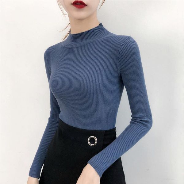 

women's sweaters 2021 autumn winter women knitted turtleneck sweater casual soft -neck jumper fashion slim femme elasticity pullovers, White;black