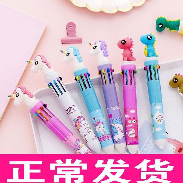 

stationery creative ten color ballpoint pen cartoon student graffiti girl heart multi ball point, Blue;orange