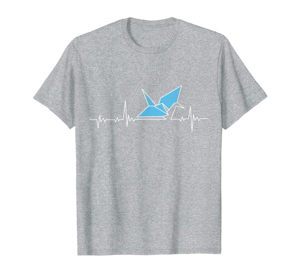

origami bird heartbeat paper art gift t-shirt t-shirt, White;black