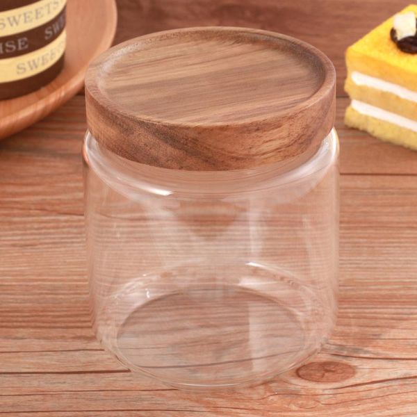 

storage bottles & jars 1pc transparent high borosilicate glass grain container sealed jar box for home (400ml)