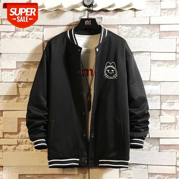 

2021 hip hop furry cat jackets patchwork color block mens harajuku streetwear bomber jacket men baseball coats #n67c, Black;brown