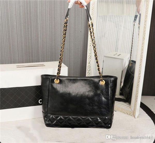 

chain shoulder tote bag purse black caviar skin leather size:36*27*13cm