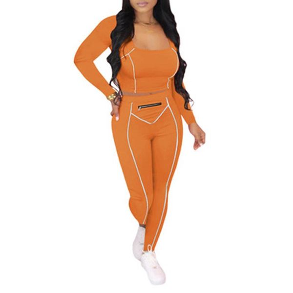 

womens stripe sports sets fashion trend solid color long sleeve zipper pants suits designer female winter new casual slim tracksuits, Gray