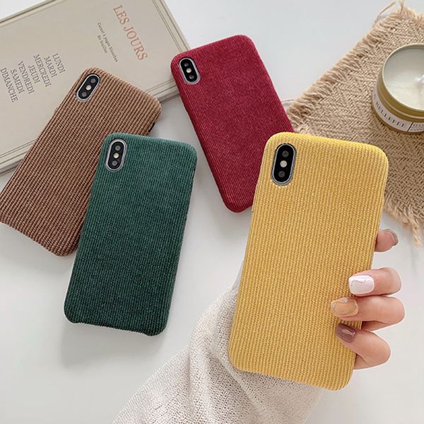 

cute solid color fabric phone case for phone 11 pro max xr xs max 6 6s 7 8 plus x couple soft winter back cover