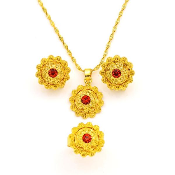 

earrings & necklace ethiopian cz crystal stone jewelry set and ethiopia gold eritrea sets for women's habesha wedding party gift, Silver