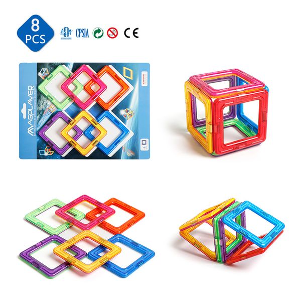 

big size 8pcs magnetic building blocks standard size square construction magnets designer blocks educational toys for children
