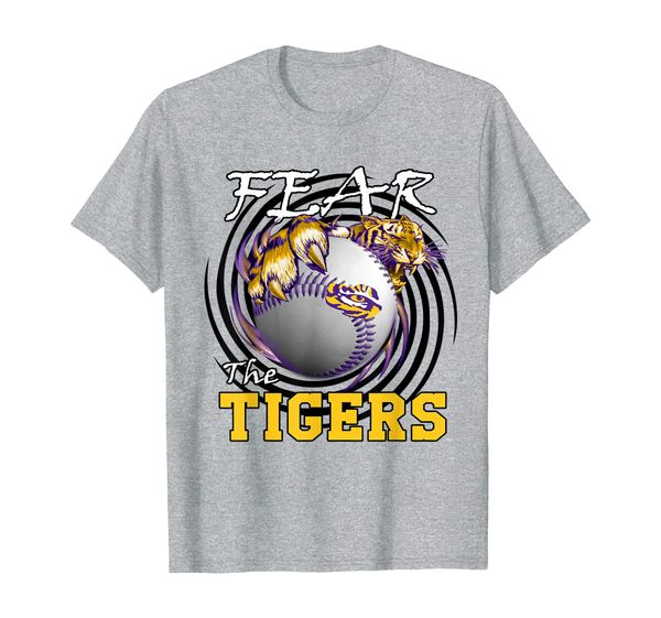 

lsu tigers fear the tigers - baseball t-shirt - apparel, White;black