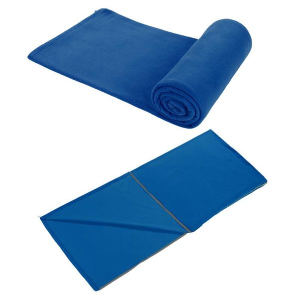 

camping sleeping bag fleece sleeping bag with storage for hiking outdoors activity (blue)