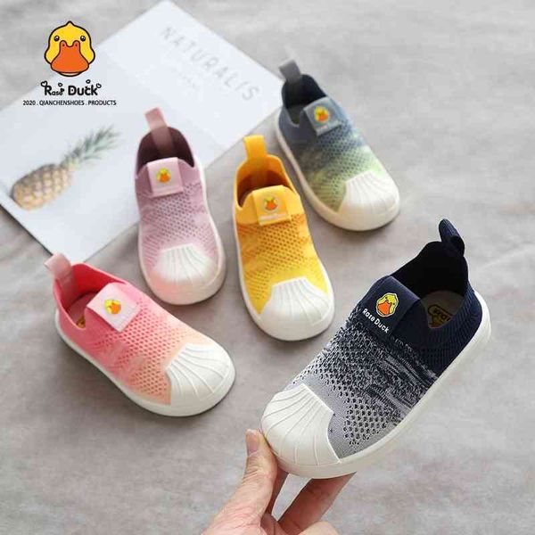

2021 autumn new shell head board les little yellow duck children's men's and women's baby soft sole single shoes, Black