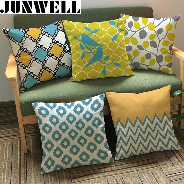 

2021 new heavy cotton linen leaves printing cushion throw pillow sofa office back cushion 45x45cm 1pc