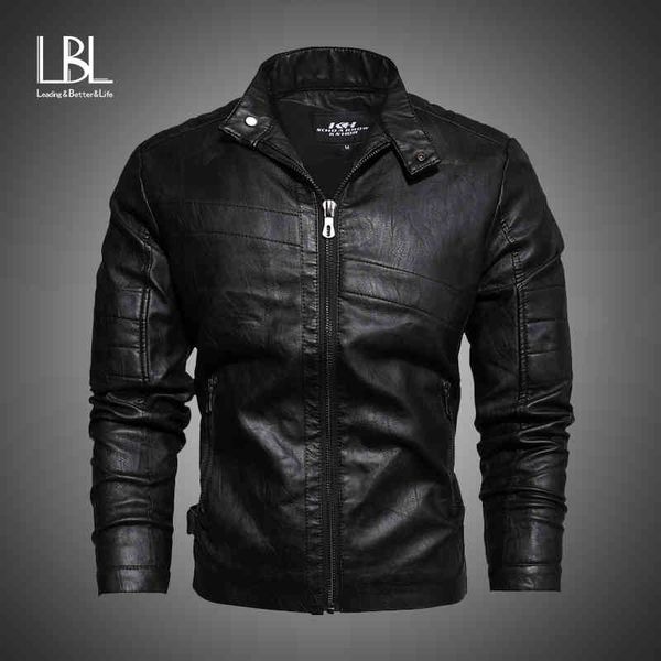 

autumn winter 's s casual fashion stand collar motorcycle slim fit quality pu leather et men, Black