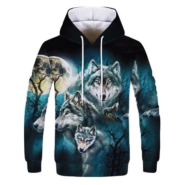 

men's hoodies & sweatshirts prairie wolf 3d printing fashion casual hoodie plus velvet sports street oversized shirt for men, Black