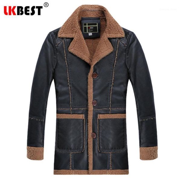 

men's fur & faux lk 2021 retro winter leather jacket men thick casual mens jackets and coats outwear brand clothing py22, Black