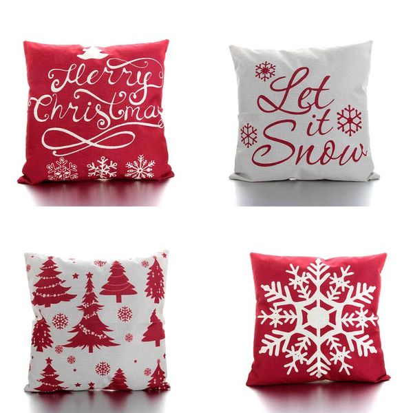 

new 18"x18" merry christmas printed linen cushion cover pillow cases xmas gifts living room sofa car decorative pillowcase