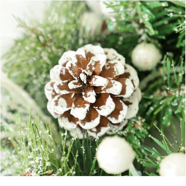 

christmas thanksgiving flocking pine cones ginkgo decorative wreath holiday home window wreath door hanging christmas than qylapx