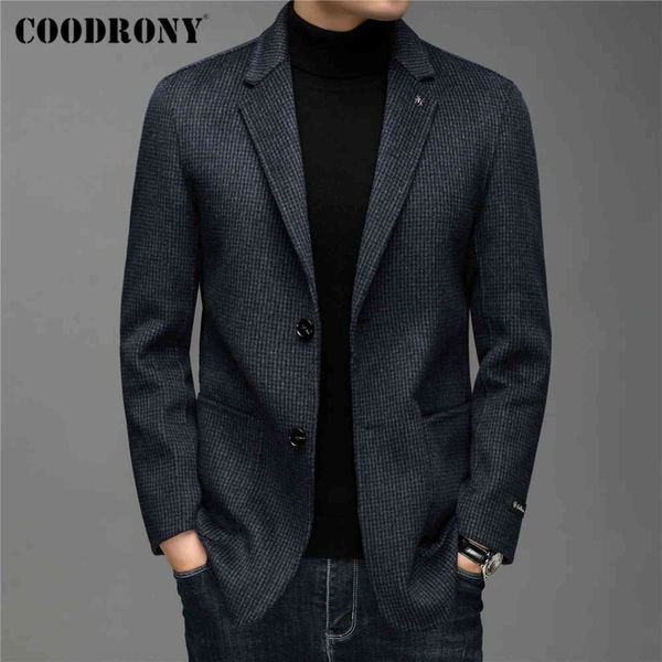 COODRONY Marke Winterjacke Dicke Warme Wollmantel Männer Kleidung Ankunft Mode Slim Fit Mantel Business Freizeitanzug C8121 211106